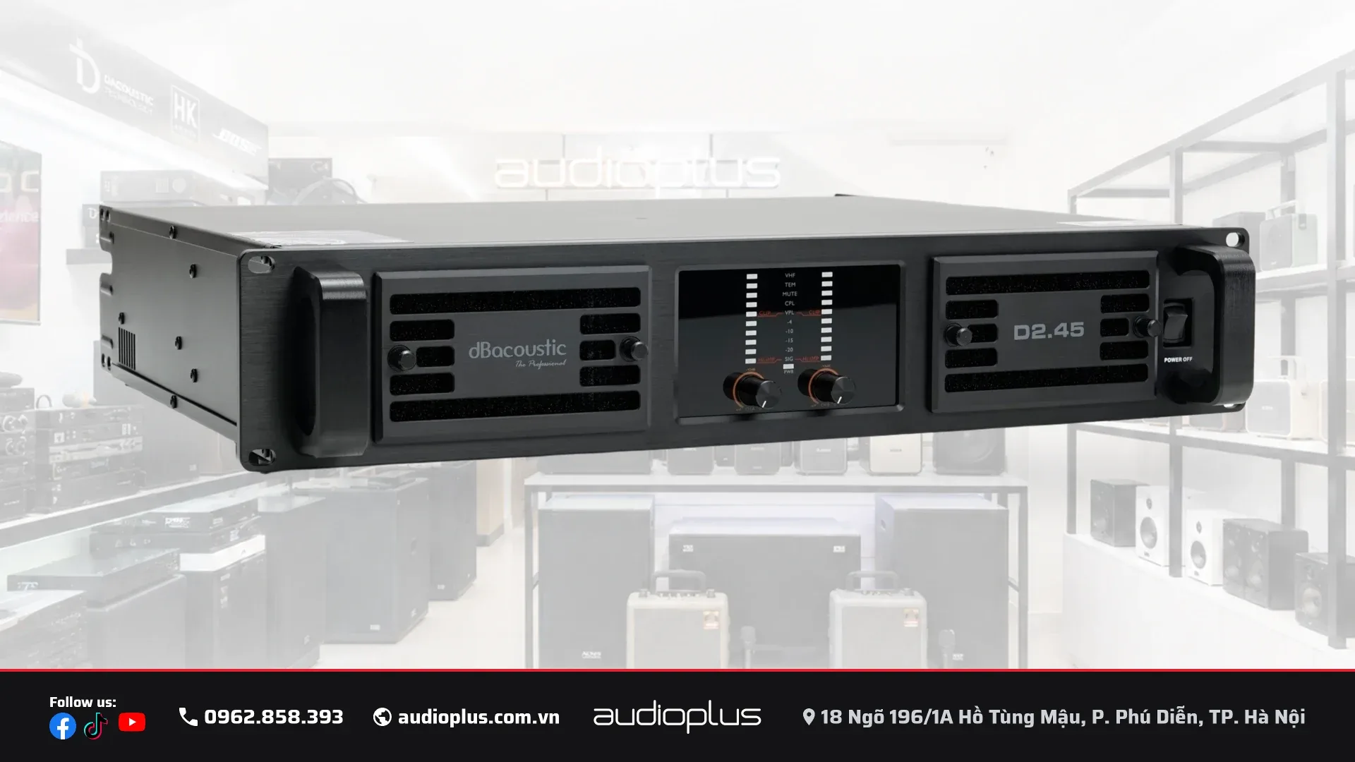 Cục đẩy công suất DBACOUSTIC D2.45 PREMIUM khung rack 19 inch nặng 13,4 kg