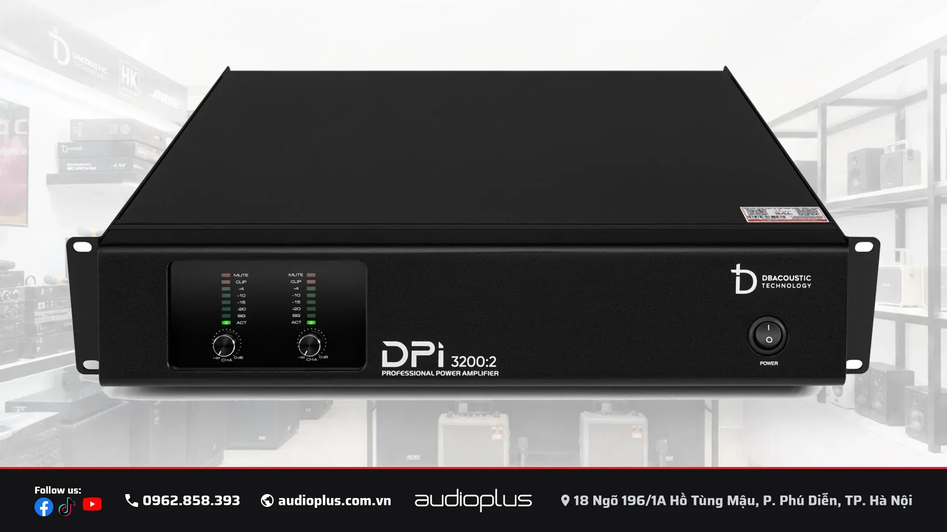 Cục đẩy công suất DBACOUSTIC DPi 3200:2 PREMIUM 2 kênh Class D nặng 14,55 kg