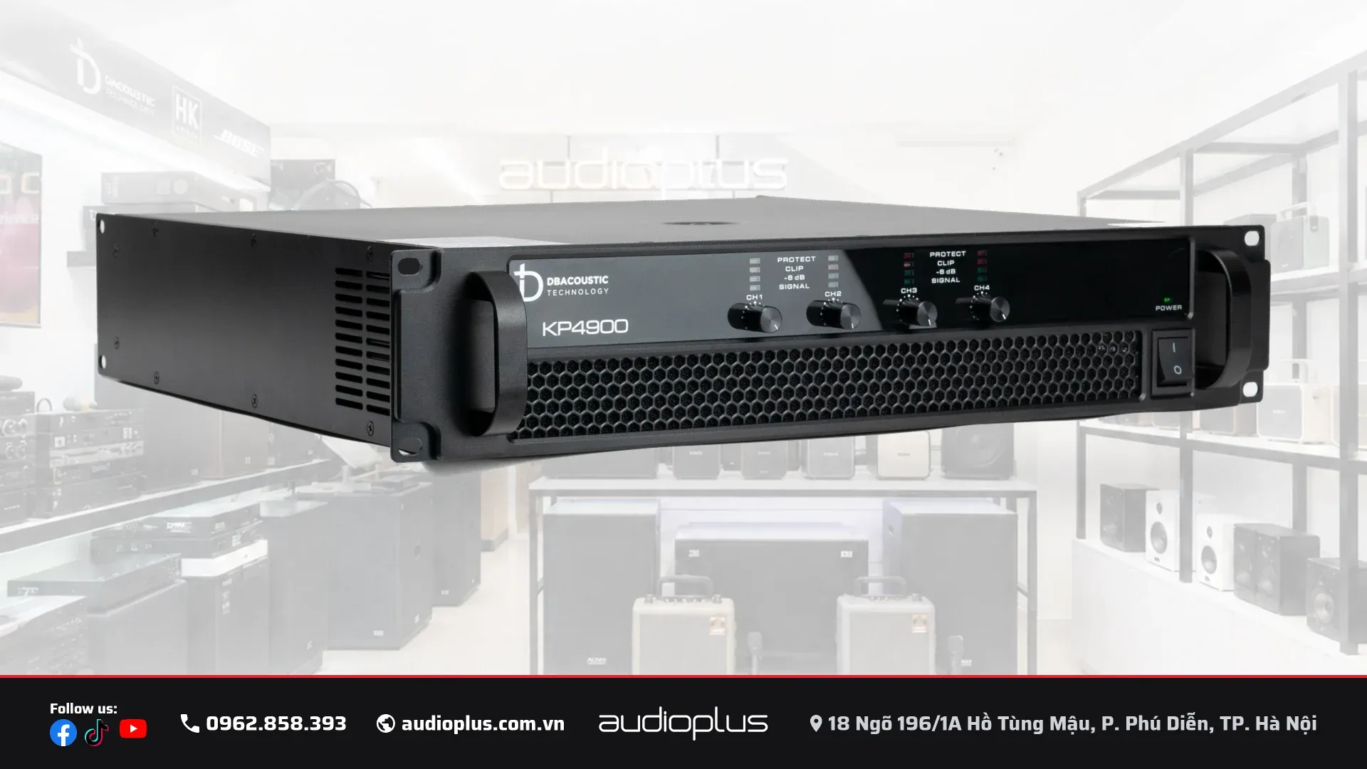 Ngõ vào XLR, đường LINK và công tắc Bridge/Stereo/Parallel của DBACOUSTIC KP4900