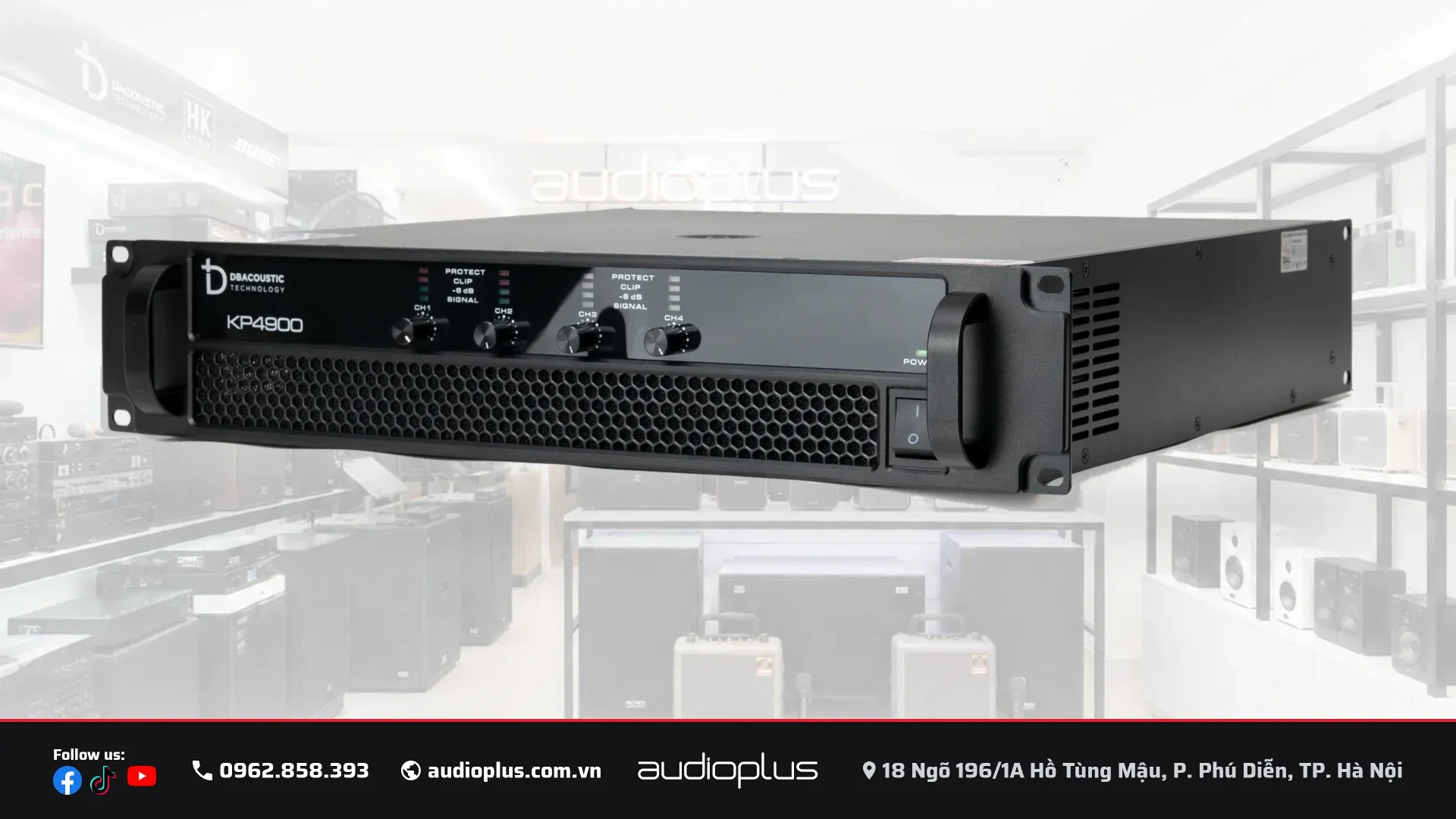 Cục đẩy công suất 4 kênh DBACOUSTIC KP4900 PREMIUM khung rack 2U