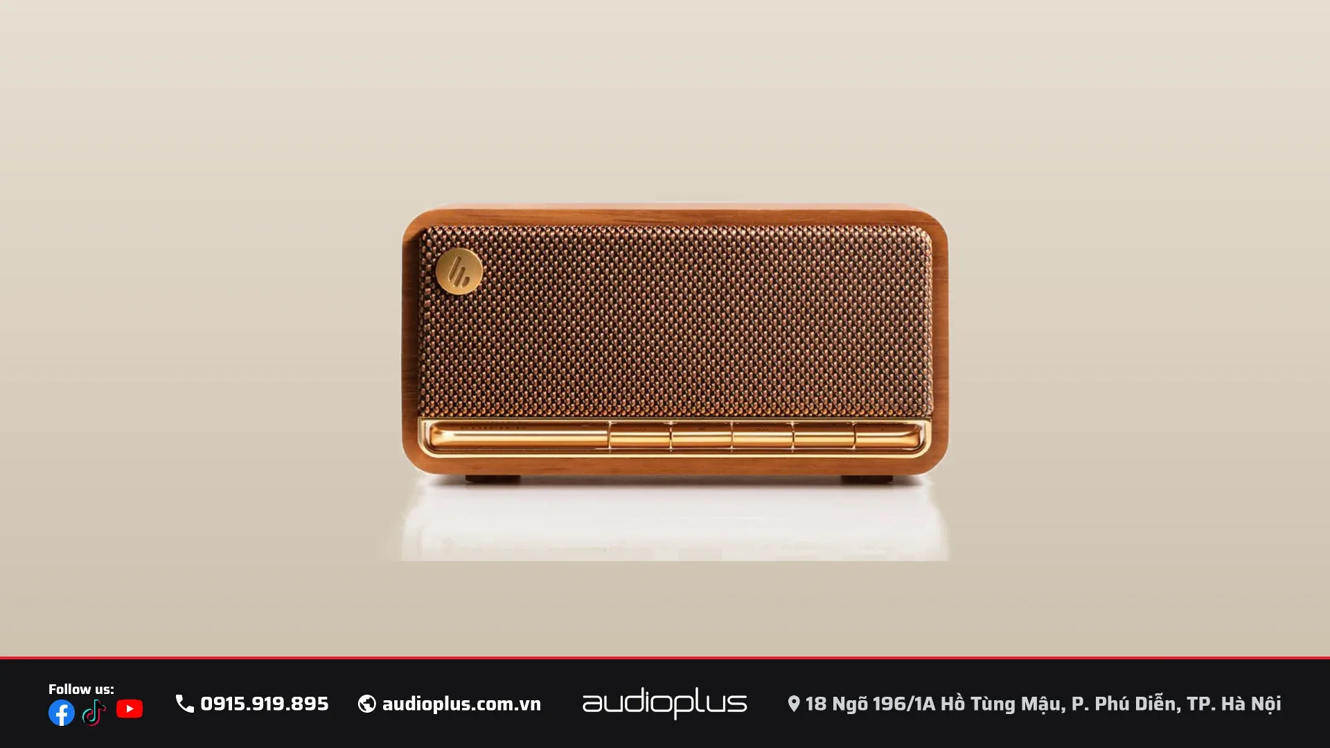 Loa bluetooth di động EDIFIER MP230 nhìn thẳng mặt trước, vỏ gỗ retro