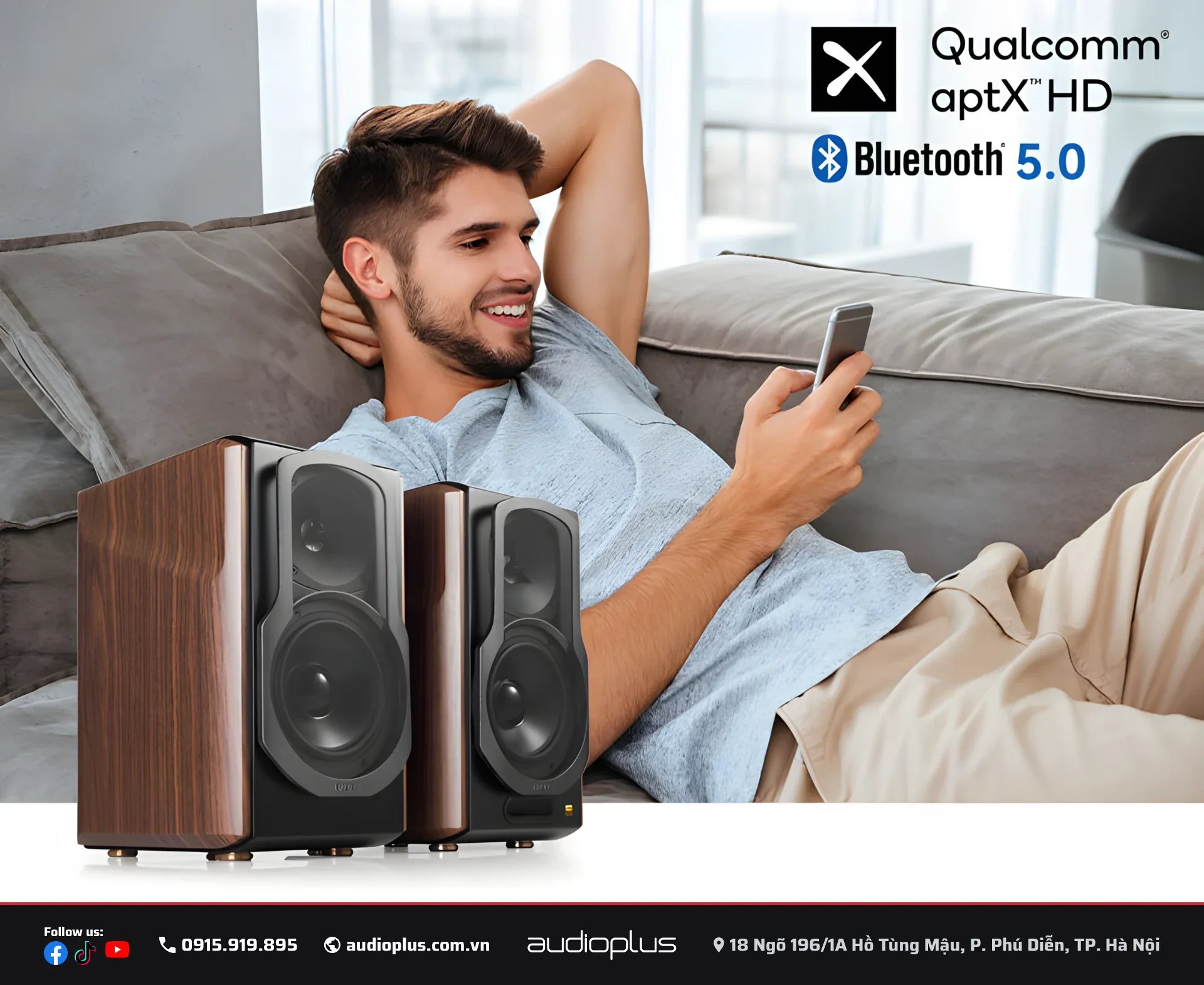 EDIFIER S2000MKIII phát nhạc Bluetooth aptX HD trong phòng khách