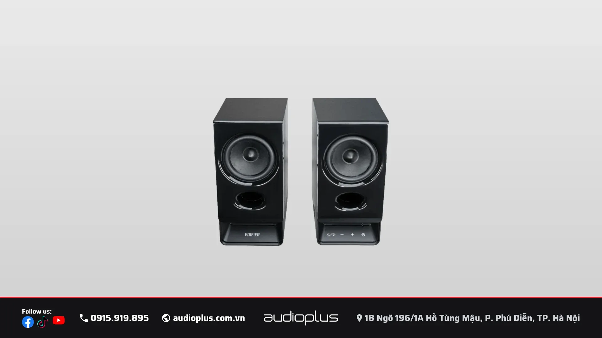 Cặp loa EDIFIER R20BT nhìn thẳng mặt trước, nút chạm cảm ứng